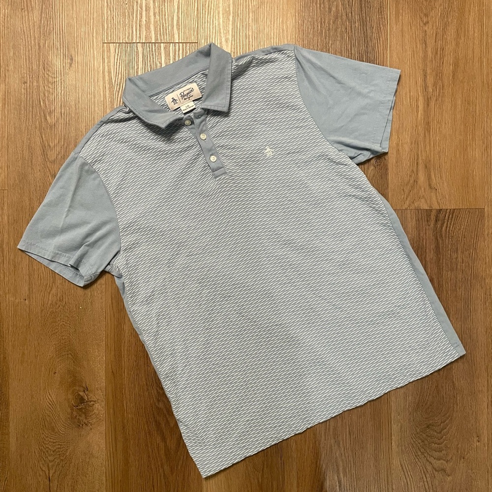 Original Penguin Men's Patterned Light Blue Polo Shirt